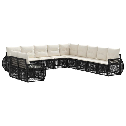 Tuinbankenset 11 pcs Zwart en Cream Wit poly rattan
