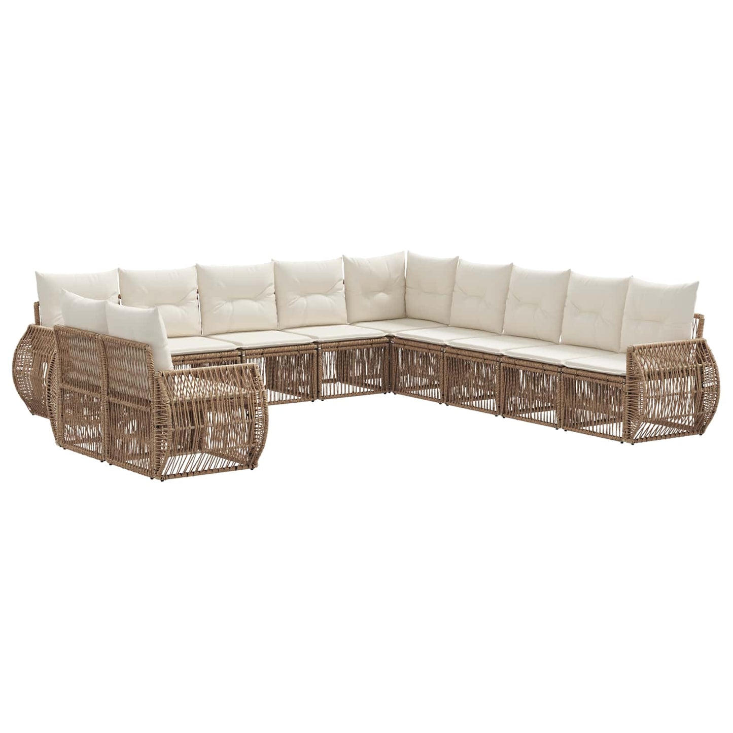 Tuinbankenset 11 pcs Beige en Crème Wit poly rattan
