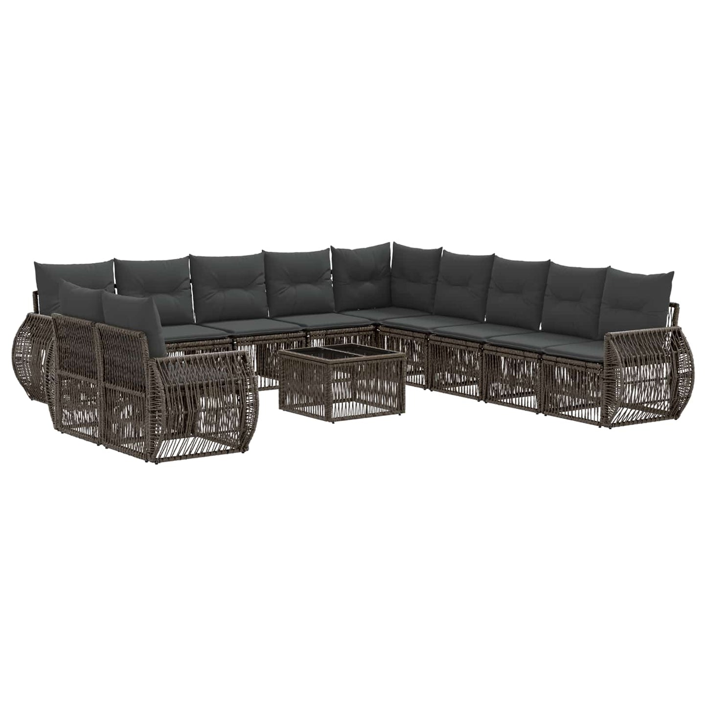 Tuinbankenset 12 pcs Grijs en Donkergrijs poly rattan