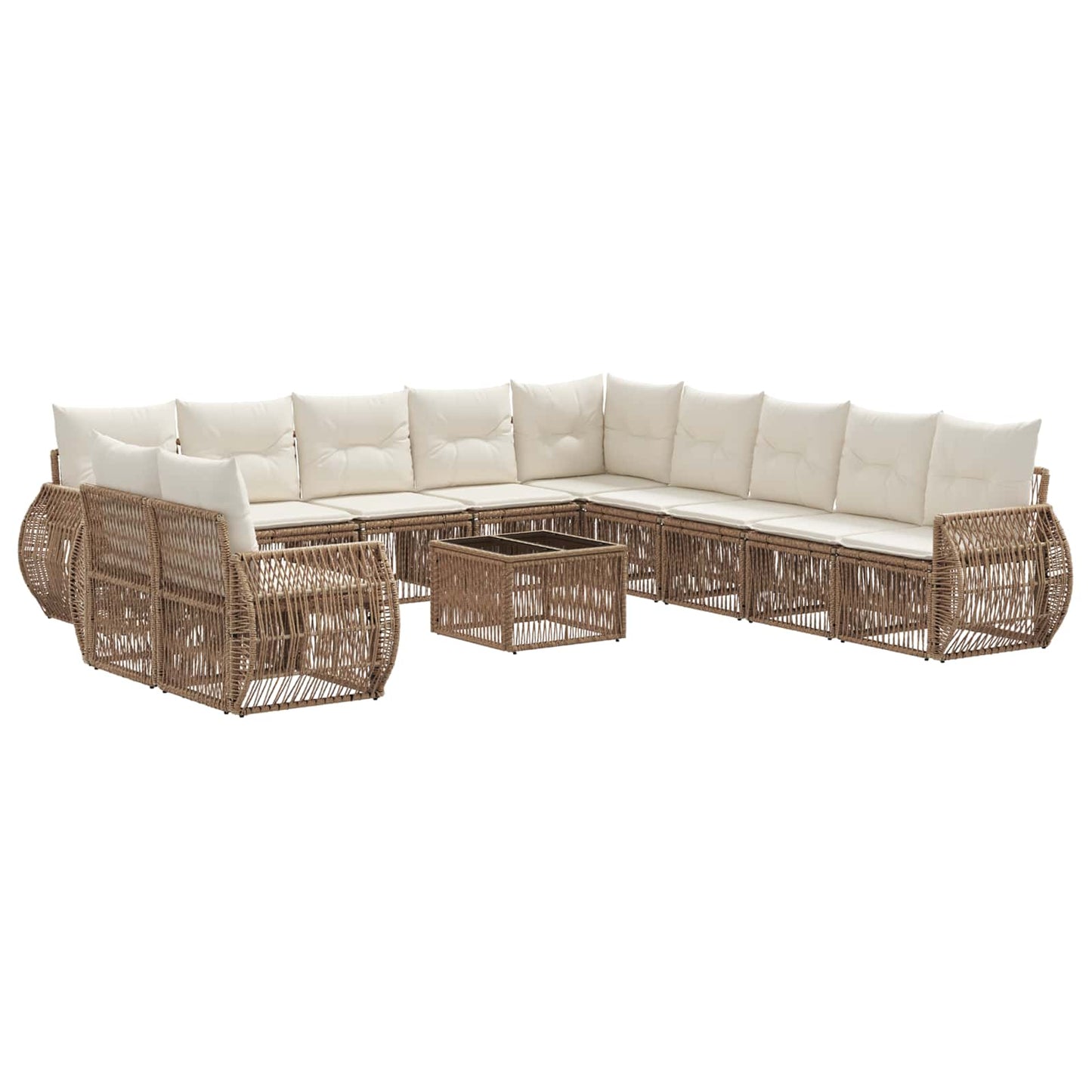 Tuinbankenset 12 pcs Beige en Crème Wit poly rattan