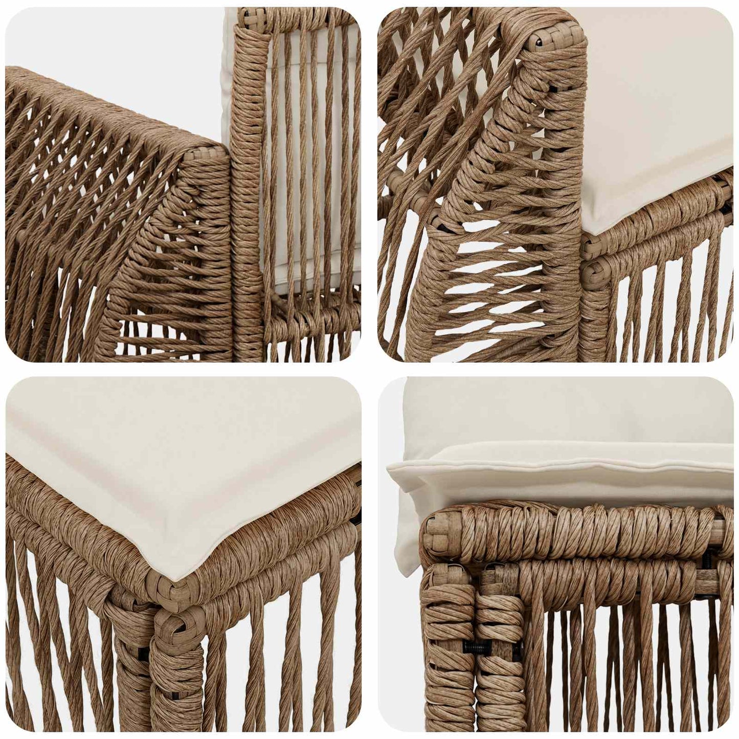 Tuinbankenset 7 st 7-Aantal zitplaatsen Beige en Crème Wit