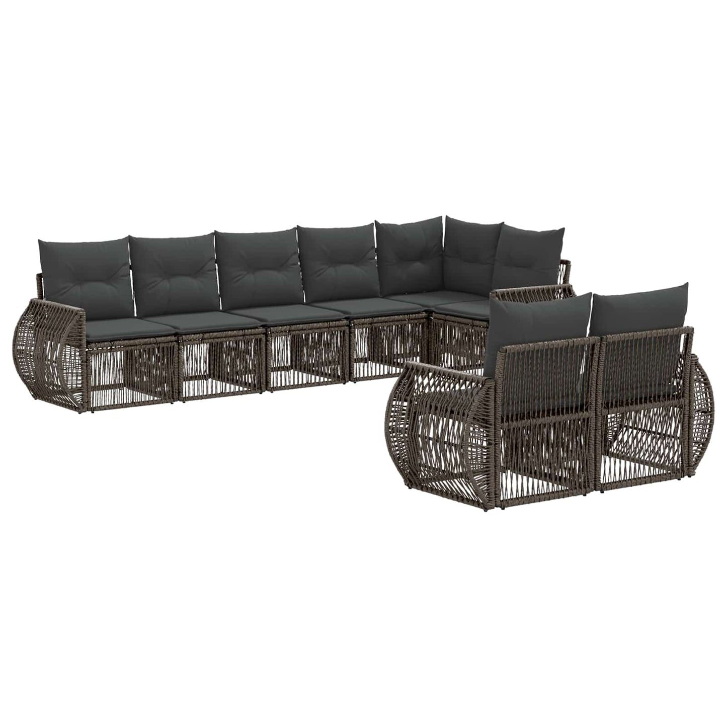 Tuinbankenset 8 pcs Grijs en Donkergrijs poly rattan