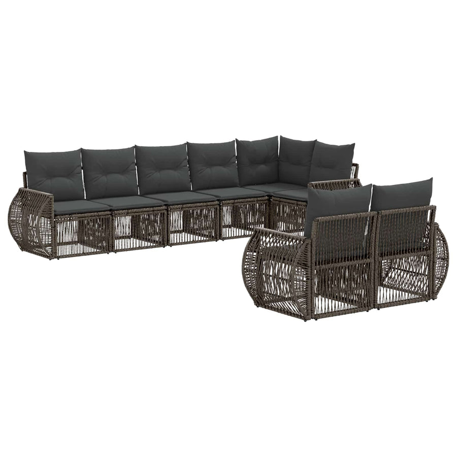 Tuinbankenset 8 pcs Grijs en Donkergrijs poly rattan