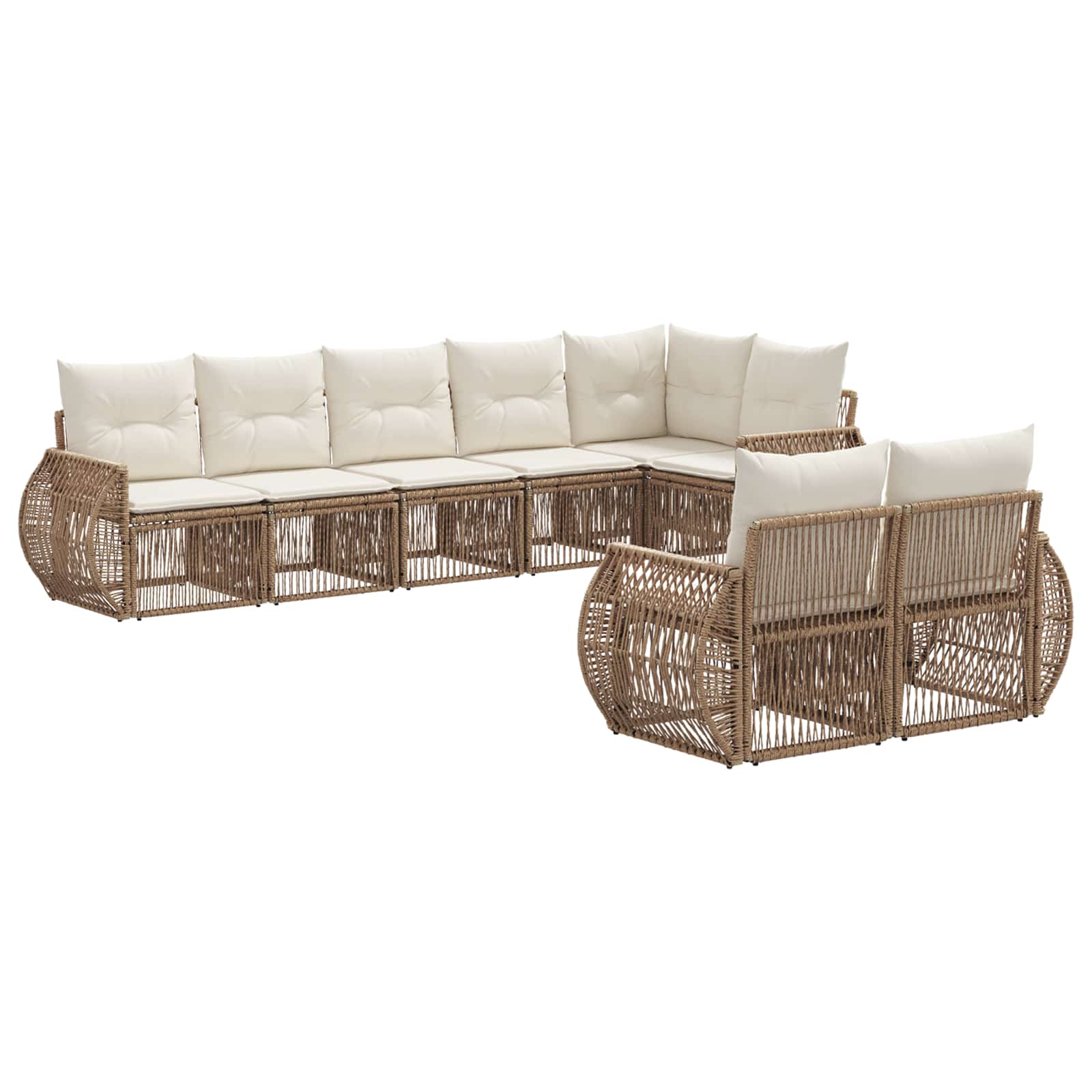 Tuinbankenset 8 pcs Beige en Crème Wit poly rattan