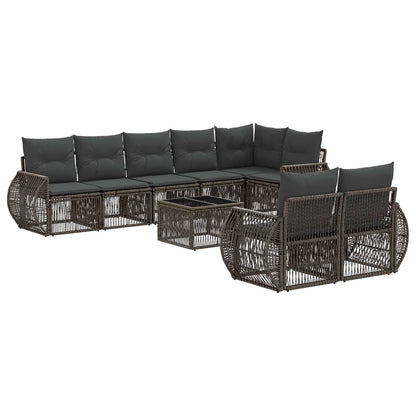 Tuinbankenset 9 pcs Grijs en Donkergrijs poly rattan