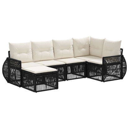 Tuinbankenset 6 pcs Zwart en Cream Wit poly rattan