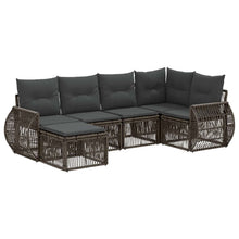 Tuinbankenset 6 pcs Grijs en Donkergrijs poly rattan