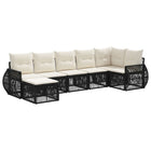 Tuinbankenset 7-delig poly rattan zwart cream