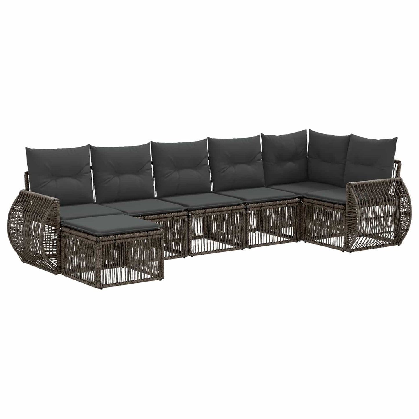 Tuinbankenset 7 pcs Grijs en Donkergrijs poly rattan