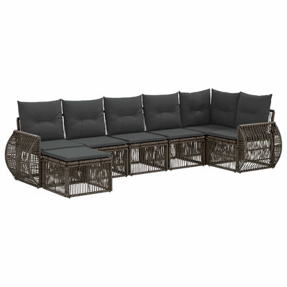 Tuinbankenset 7 pcs Grijs en Donkergrijs poly rattan