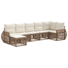 Tuinbankenset 7 delig poly rattan beige crème wit