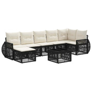 Tuinbankenset poly rattan zwart cream wit 7 zitplaatsen