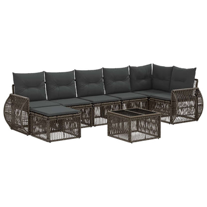 Tuinbankenset 8 pcs Grijs en Donkergrijs poly rattan