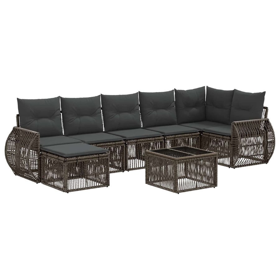 Tuinbankenset 8 pcs Grijs en Donkergrijs poly rattan