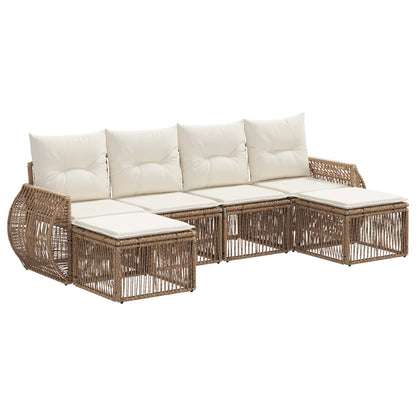 Tuinbankenset 6 pcs Beige en Crème Wit poly rattan