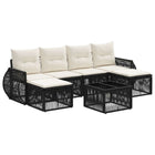 Tuinset poly rattan zwart cream wit 7-delig