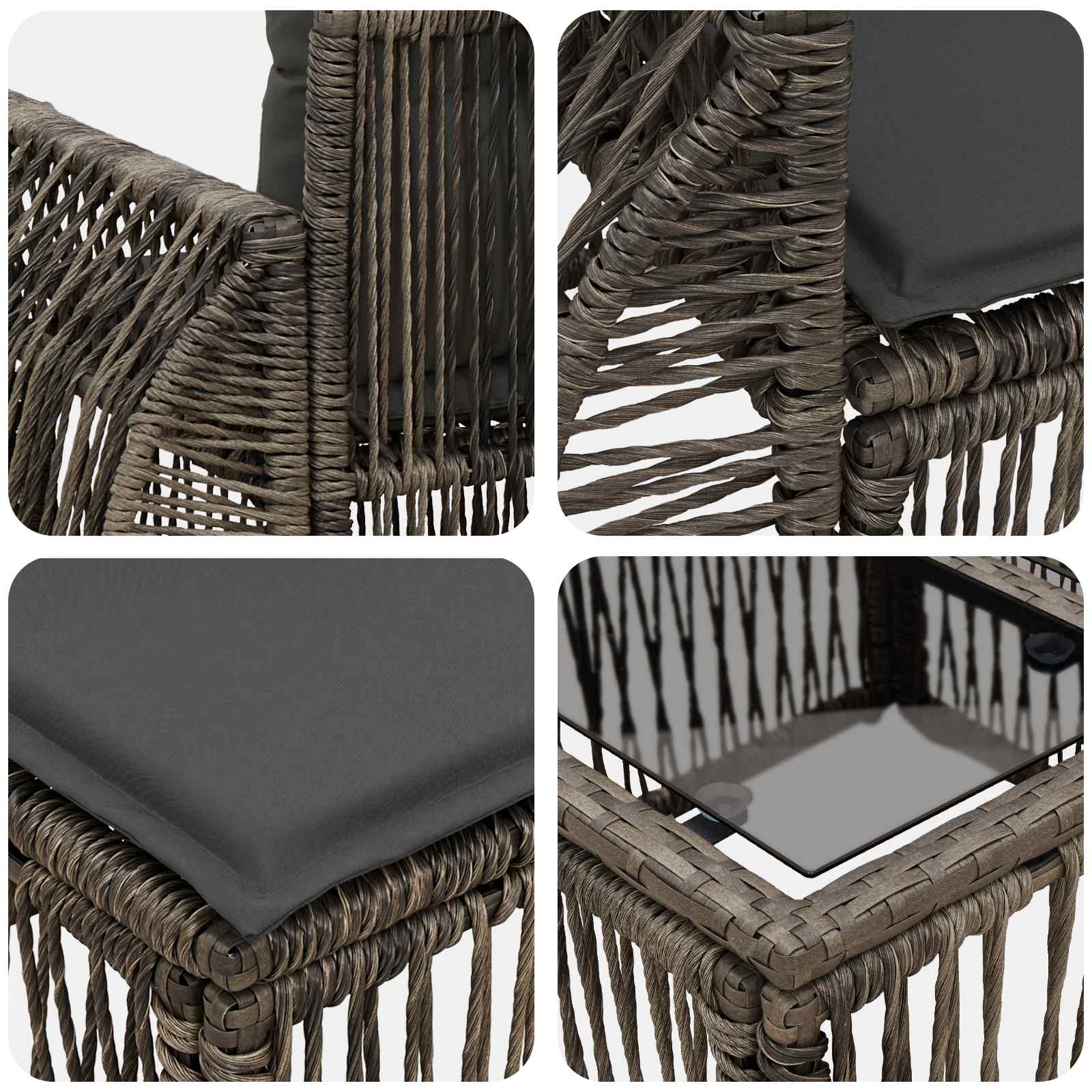 Tuinbankenset 7 pcs Grijs en Donkergrijs poly rattan