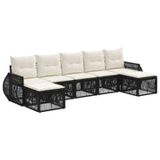 Tuinbankenset poly rattan 7-delig zwart cream