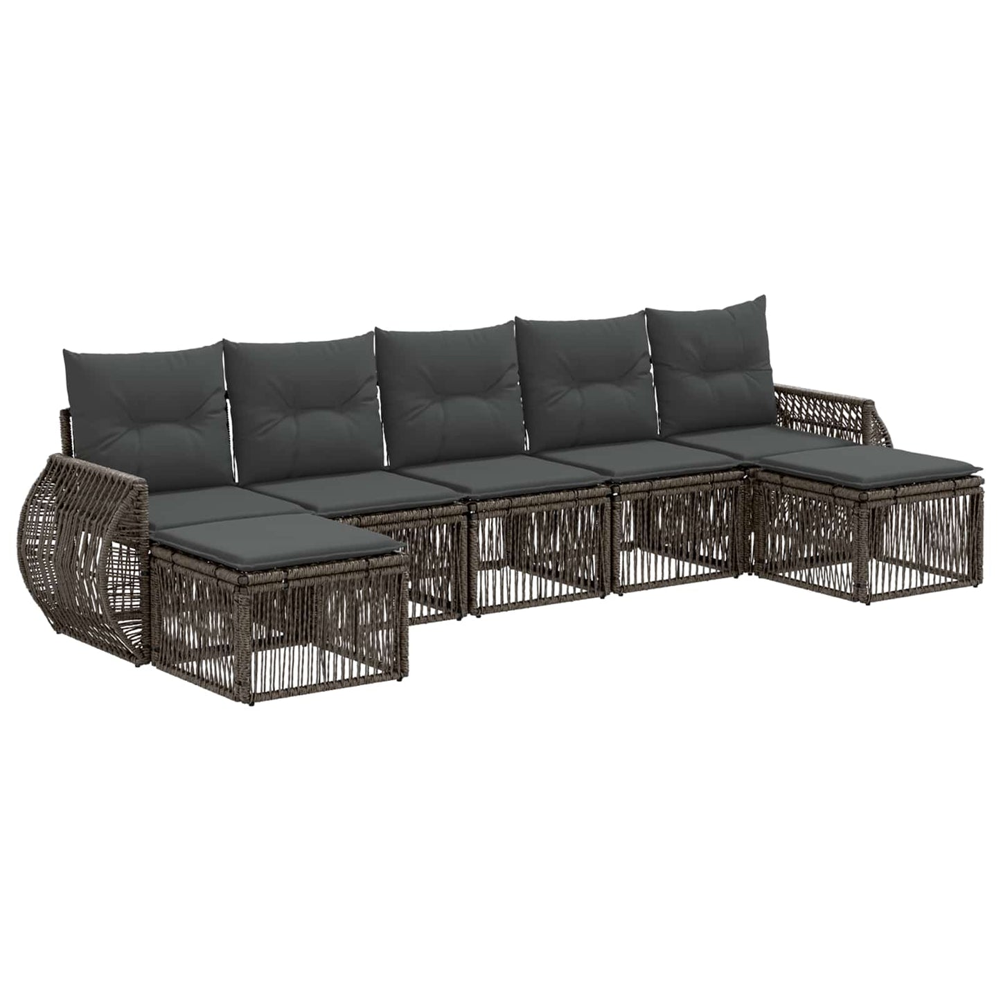 Tuinbankenset 7 pcs Grijs en Donkergrijs poly rattan
