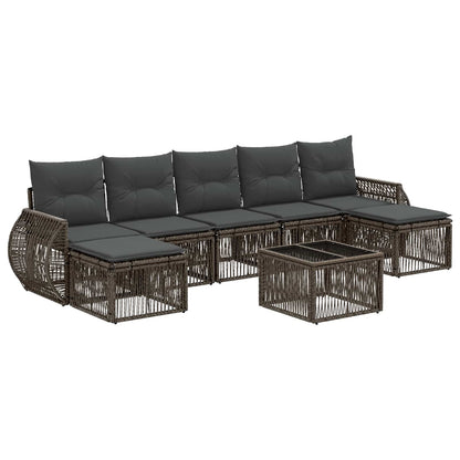 Tuinbankenset 8 pcs Grijs en Donkergrijs poly rattan