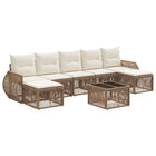Tuinbankenset poly rattan beige crème wit 8-delig