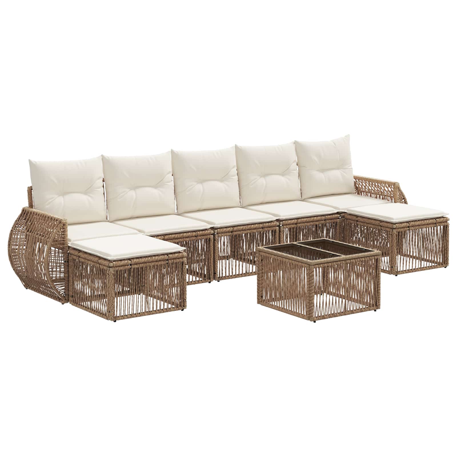 Tuinbankenset 8 pcs Beige en Crème Wit poly rattan