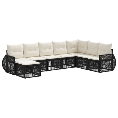 Tuinbankenset 8 pcs Zwart en Cream Wit poly rattan