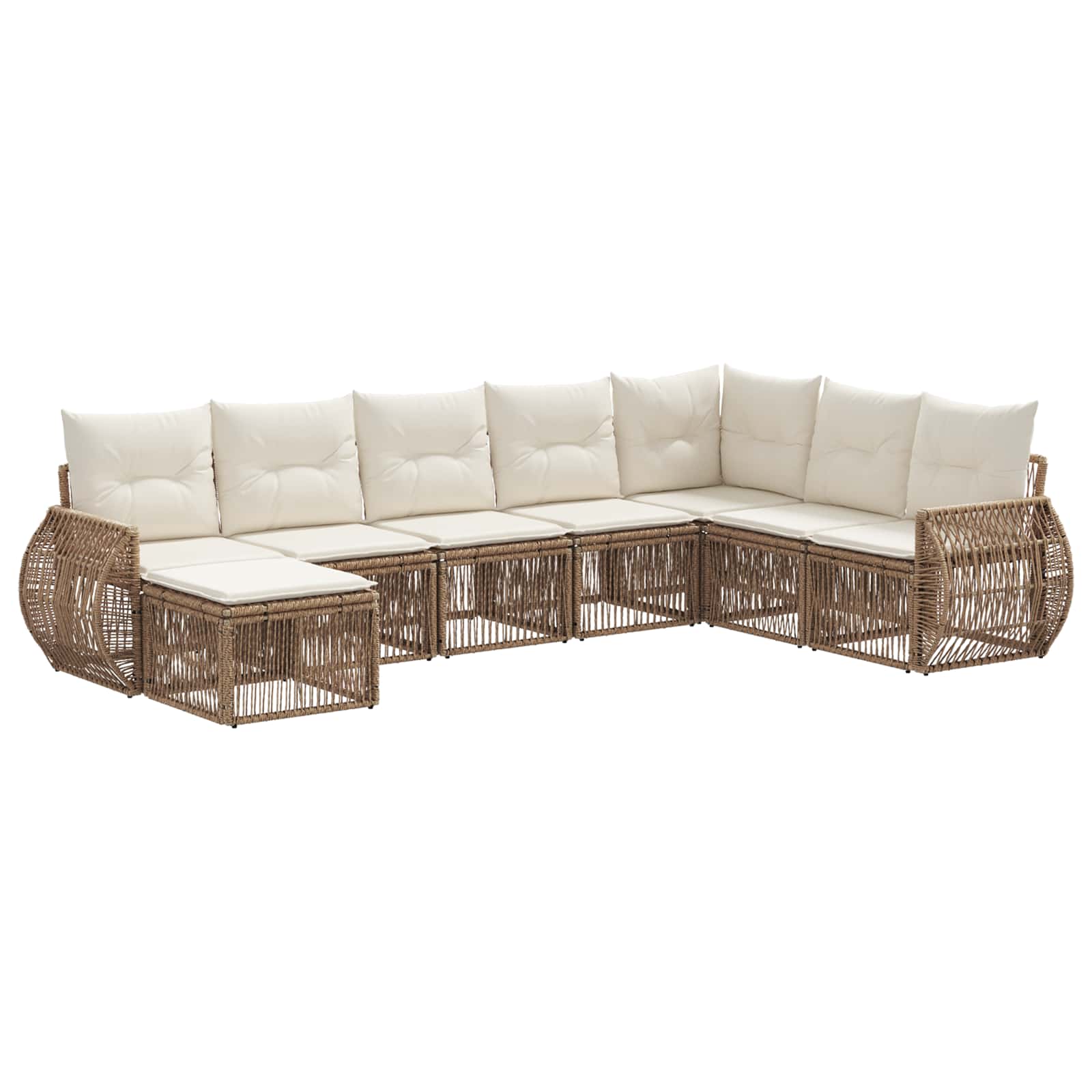 Tuinbankenset 8 pcs Beige en Crème Wit poly rattan