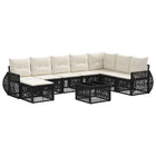 Tuinbankenset poly rattan zwart cream wit 9-delig