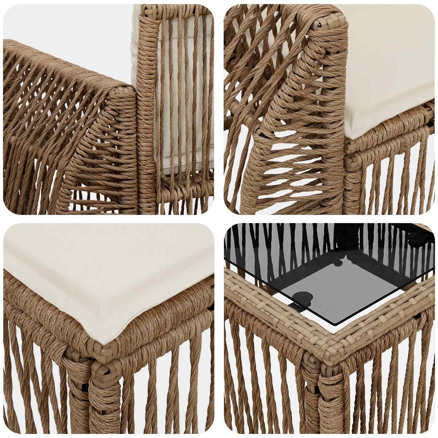 Tuinbankenset 9 pcs Beige en Crème Wit poly rattan