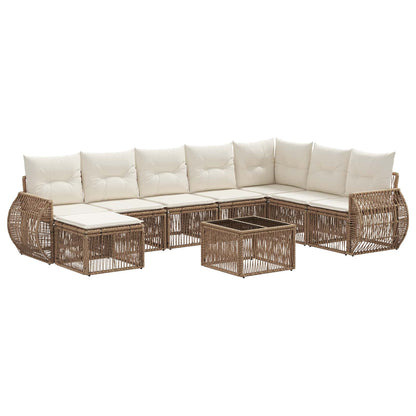 Tuinbankenset 9 pcs Beige en Crème Wit poly rattan