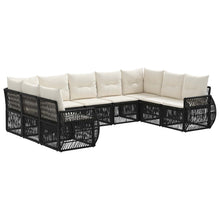 Tuinbankenset 9 pcs Zwart en Cream Wit poly rattan