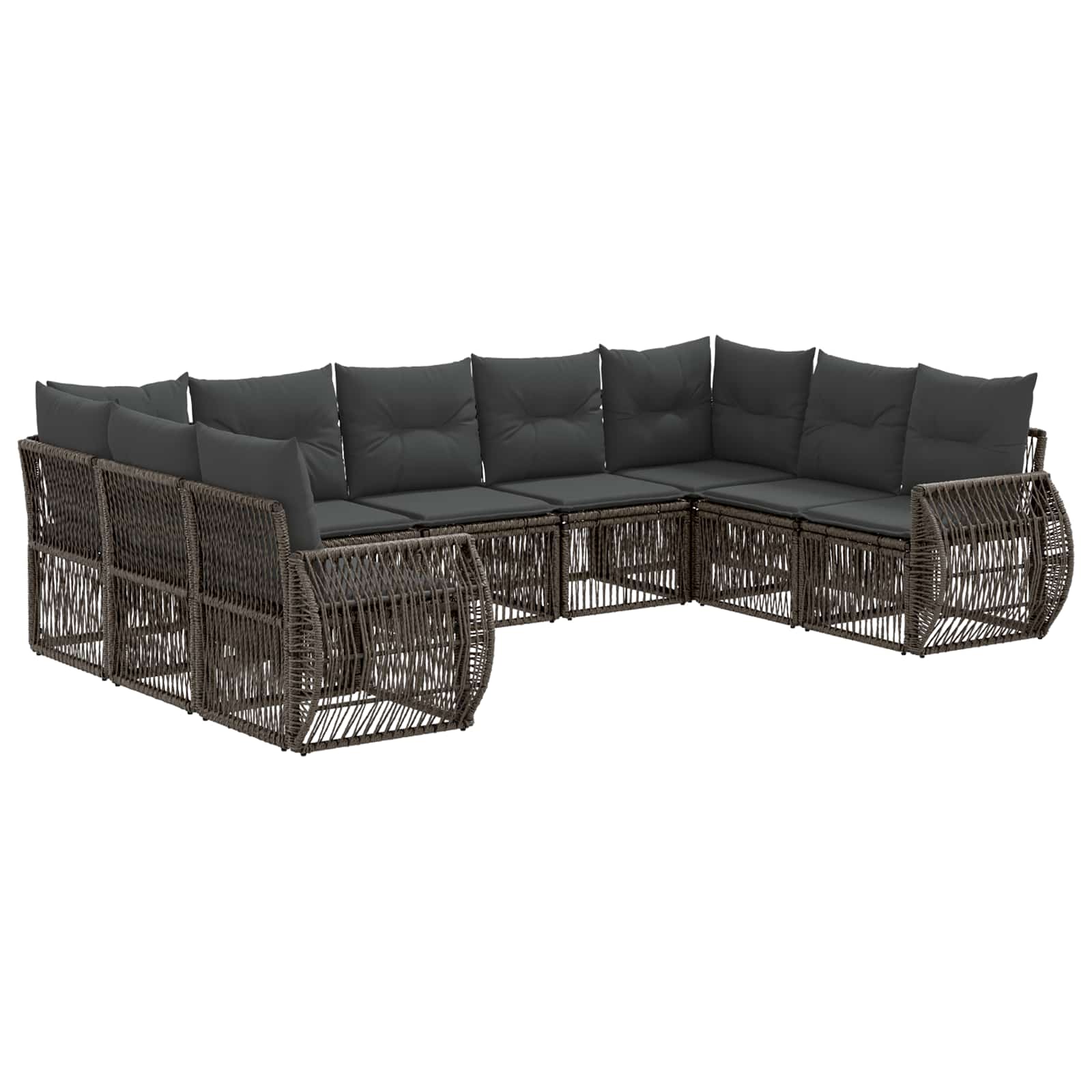 Tuinbankenset 9 pcs Grijs en Donkergrijs poly rattan