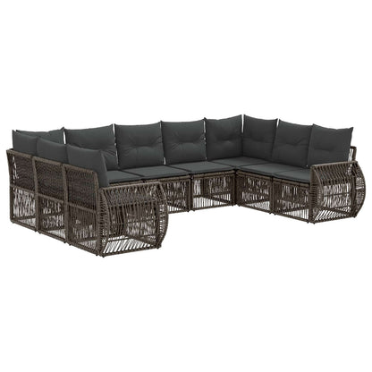 Tuinbankenset 9 pcs Grijs en Donkergrijs poly rattan