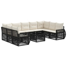 Tuinbankenset 10 pcs Zwart en Cream Wit poly rattan