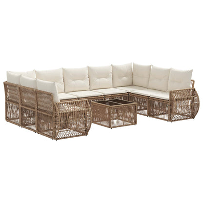 Tuinbankenset 10 pcs Beige en Crème Wit poly rattan