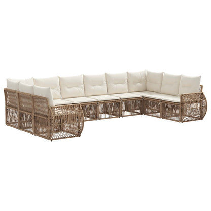 Tuinbankenset 10 pcs Beige en Crème Wit poly rattan