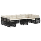 Tuinbankenset poly rattan zwart cream wit 10 personen