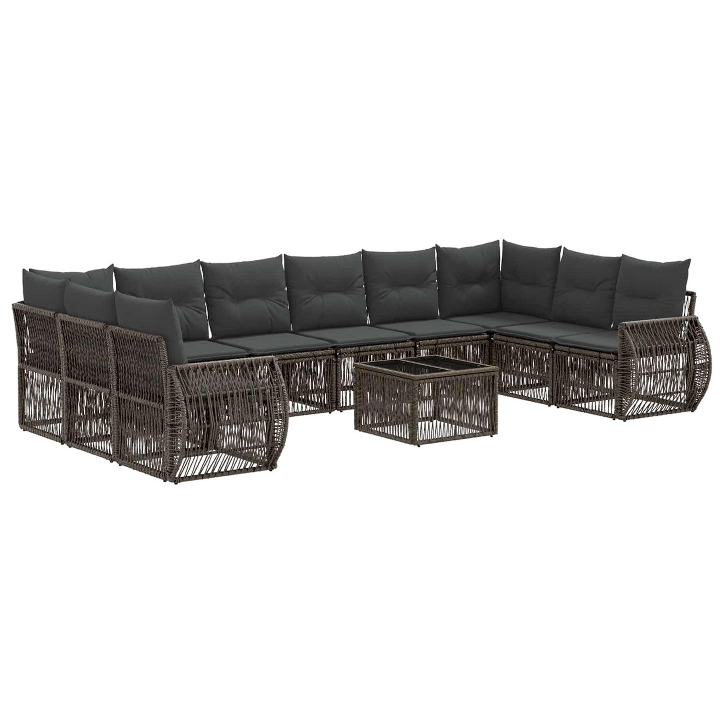 Tuinbankenset 11 pcs Grijs en Donkergrijs poly rattan