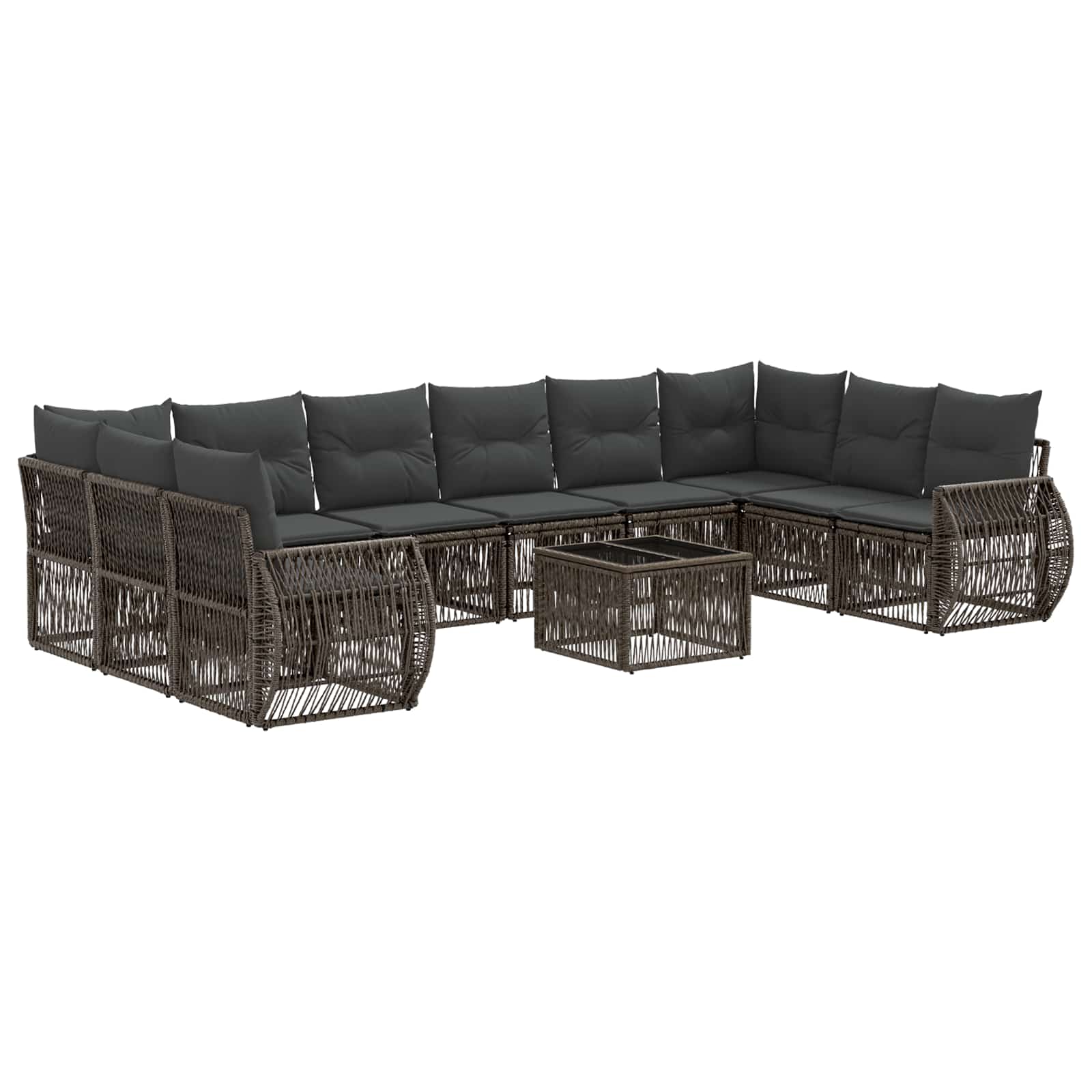 Tuinbankenset 11 pcs Grijs en Donkergrijs poly rattan