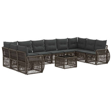 Tuinbankenset 11 pcs Grijs en Donkergrijs poly rattan