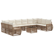 Tuinbankenset poly rattan beige crème wit 10 zitplaatsen