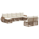 Tuinbankenset poly rattan beige crème wit 9 personen