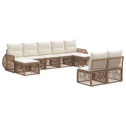 Tuinbankenset 9 pcs Beige en Crème Wit poly rattan