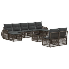 Tuinbankenset 10 pcs Grijs en Donkergrijs poly rattan