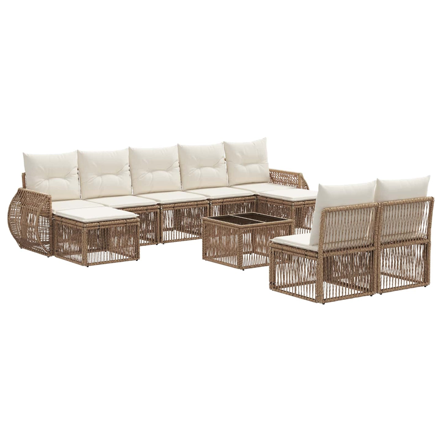 Tuinbankenset 10 pcs Beige en Crème Wit poly rattan