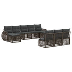 Tuinbankenset 10-delig poly rattan grijs