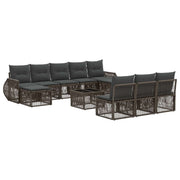 Tuinbankenset poly rattan grijs donkergrijs 11-delig