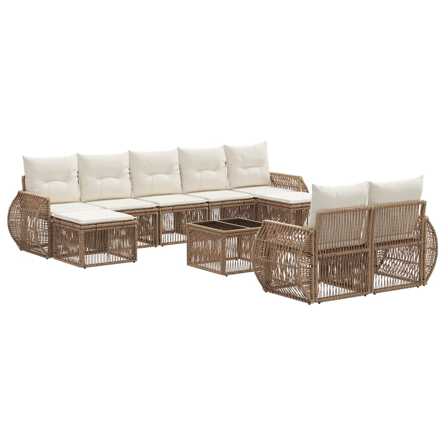 Tuinbankenset 10 pcs Beige en Crème Wit poly rattan