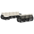 Tuinbankenset poly rattan 10 persoons zwart cream wit